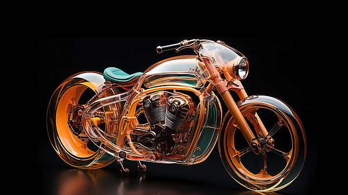 JPG 편집이미지 교통수단 미래 사람없음 주황색 오토바이 디지털합성 편집소스 편집실사 AI컴퓨터그래픽 AI콘텐츠 컬러 교통 컨셉 바이크 CG 파일형식