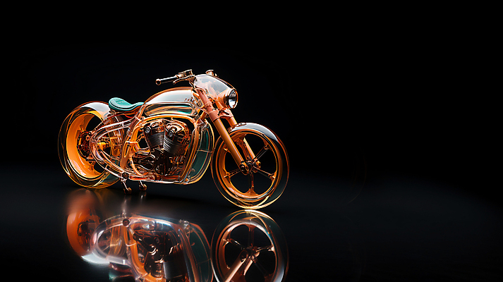 JPG 편집이미지 교통수단 미래 사람없음 반사 오토바이 디지털합성 편집소스 편집실사 AI컴퓨터그래픽 AI콘텐츠 교통 컨셉 바이크 CG 파일형식