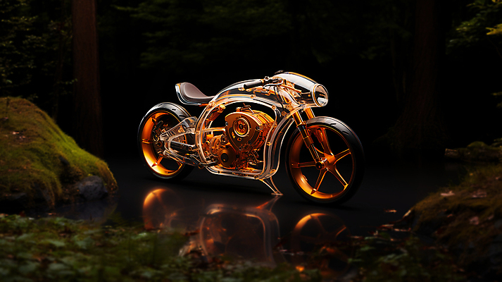 JPG 편집이미지 교통수단 미래 사람없음 반사 오토바이 돌_바위 디지털합성 편집소스 편집실사 AI컴퓨터그래픽 AI콘텐츠 교통 컨셉 바이크 CG 파일형식