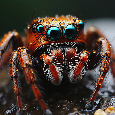 JPG 편집이미지 곤충 자연 근접촬영 사람없음 야외 아웃포커스 젖음 물방울 디지털합성 거미 편집소스 편집실사 AI포토 AI콘텐츠 동물 뷰포인트 촬영기법 CG 생태계 파일형식