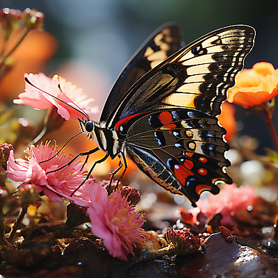 JPG 편집이미지 꽃 나비 곤충 자연 근접촬영 사람없음 야외 아웃포커스 젖음 물방울 디지털합성 편집소스 편집실사 AI포토 AI콘텐츠 식물 동물 뷰포인트 촬영기법 CG 생태계 파일형식