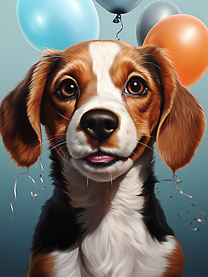 JPG 편집이미지 한마리 사람없음 귀여움 개 강아지 디지털합성 비글 메롱 풍선 편집소스 편집실사 AI포토 AI콘텐츠 1 컨셉 포유류 모션 반려동물 CG 파일형식