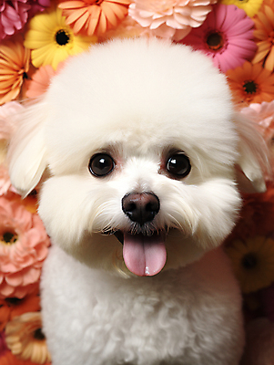 JPG 편집이미지 한마리 꽃 사람없음 귀여움 개 강아지 디지털합성 메롱 비숑프리제 편집소스 편집실사 AI포토 AI콘텐츠 식물 1 컨셉 포유류 모션 반려동물 CG 파일형식