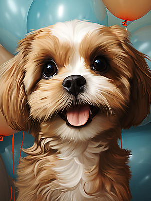 JPG 편집이미지 한마리 사람없음 귀여움 개 강아지 시츄 디지털합성 메롱 풍선 편집소스 편집실사 AI포토 AI콘텐츠 1 컨셉 포유류 모션 반려동물 CG 파일형식