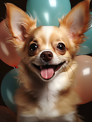 JPG 편집이미지 한마리 사람없음 귀여움 개 강아지 디지털합성 메롱 풍선 치와와 편집소스 편집실사 AI포토 AI콘텐츠 1 컨셉 포유류 모션 반려동물 CG 파일형식