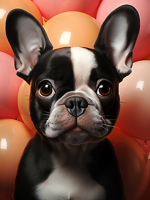 JPG 편집이미지 한마리 사람없음 귀여움 개 강아지 디지털합성 풍선 프렌치불독 편집소스 편집실사 AI포토 AI콘텐츠 1 컨셉 포유류 반려동물 CG 불독 파일형식