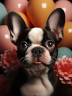 JPG 편집이미지 한마리 사람없음 귀여움 개 강아지 디지털합성 메롱 풍선 프렌치불독 편집소스 편집실사 AI포토 AI콘텐츠 1 컨셉 포유류 모션 반려동물 CG 불독 파일형식