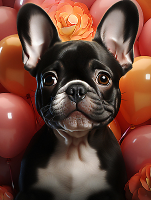 JPG 편집이미지 한마리 사람없음 귀여움 개 강아지 디지털합성 풍선 프렌치불독 편집소스 편집실사 AI포토 AI콘텐츠 1 컨셉 포유류 반려동물 CG 불독 파일형식