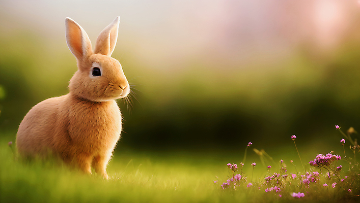 JPG 편집이미지 한마리 꽃 자연 잔디 사람없음 아웃포커스 토끼 편집실사 AI포토 AI콘텐츠 식물 1 포유류 촬영기법 반려동물 CG 생태계 파일형식