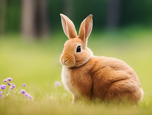 JPG 편집이미지 한마리 꽃 자연 잔디 사람없음 아웃포커스 토끼 편집실사 AI포토 AI콘텐츠 식물 1 포유류 촬영기법 반려동물 CG 생태계 파일형식