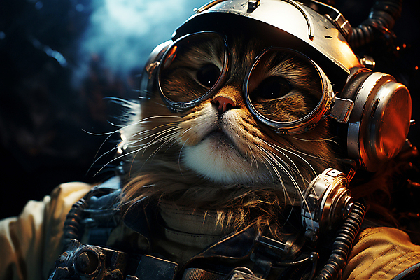 JPG 편집이미지 한마리 고글 의인화 사람없음 우주 고양이 올려보기 우주비행사 디지털합성 우주복 편집소스 편집실사 AI컴퓨터그래픽 AI콘텐츠 1 옷 포유류 모션 반려동물 CG 파일형식