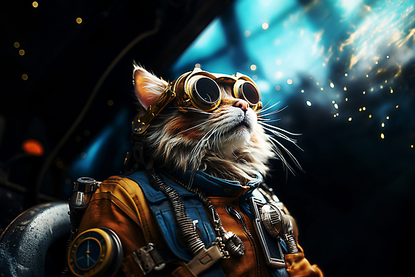 JPG 편집이미지 한마리 고글 의인화 사람없음 빛 우주 고양이 올려보기 우주비행사 디지털합성 우주복 편집소스 편집실사 AI컴퓨터그래픽 AI콘텐츠 1 옷 포유류 모션 반려동물 CG 파일형식