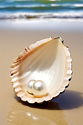 JPG 편집이미지 바다 조개 해변 사람없음 야외 아웃포커스 여름 모래사장 반사 조개껍데기 디지털합성 진주 편집실사 AI포토 AI콘텐츠 계절 어패류 촬영기법 보석 CG 파일형식