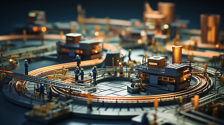 JPG 편집이미지 공장 노동자 사람없음 아웃포커스 미니어처 작업 디지털합성 인물미니어처 미니 컨베어밸트 편집소스 편집실사 AI포토 AI콘텐츠 직업 공업 촬영기법 모형 기계 CG 파일형식