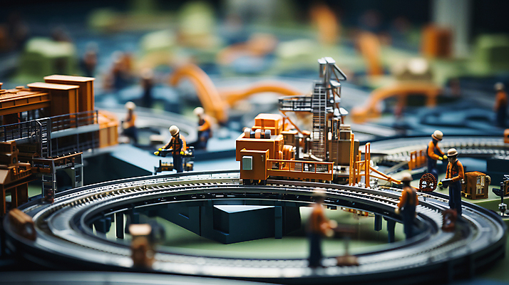 JPG 편집이미지 공장 노동자 사람없음 아웃포커스 미니어처 작업 소프트포커스 디지털합성 인물미니어처 미니 컨베어밸트 편집소스 편집실사 AI포토 AI콘텐츠 직업 공업 촬영기법 모형 기계 CG 파일형식