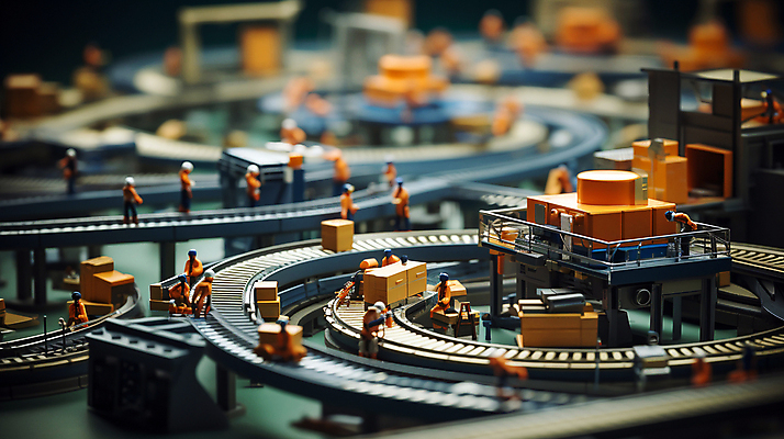 JPG 편집이미지 공장 노동자 사람없음 아웃포커스 미니어처 작업 디지털합성 인물미니어처 미니 컨베어밸트 편집소스 편집실사 AI포토 AI콘텐츠 직업 공업 촬영기법 모형 기계 CG 파일형식