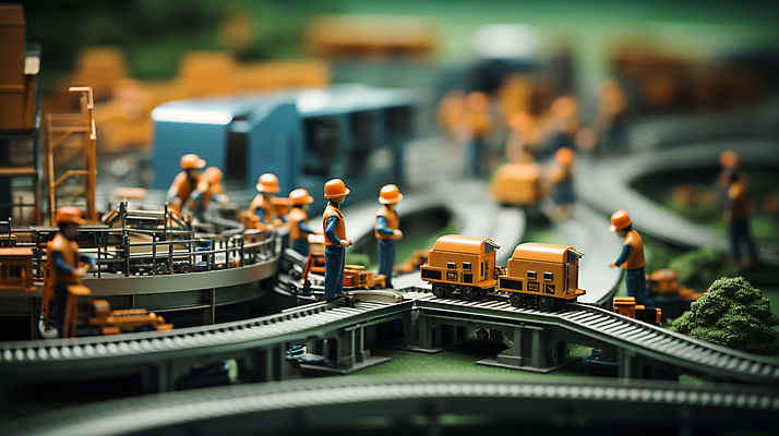 JPG 편집이미지 공장 노동자 사람없음 아웃포커스 미니어처 작업 디지털합성 인물미니어처 미니 컨베어밸트 편집소스 편집실사 AI포토 AI콘텐츠 직업 공업 촬영기법 모형 기계 CG 파일형식