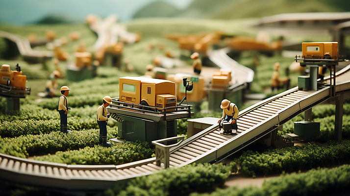 JPG 편집이미지 밭 사람없음 아웃포커스 농장 미니어처 작업 농부 디지털합성 인물미니어처 미니 컨베어밸트 편집소스 편집실사 AI포토 AI콘텐츠 직업 농업 촬영기법 모형 기계 CG 파일형식