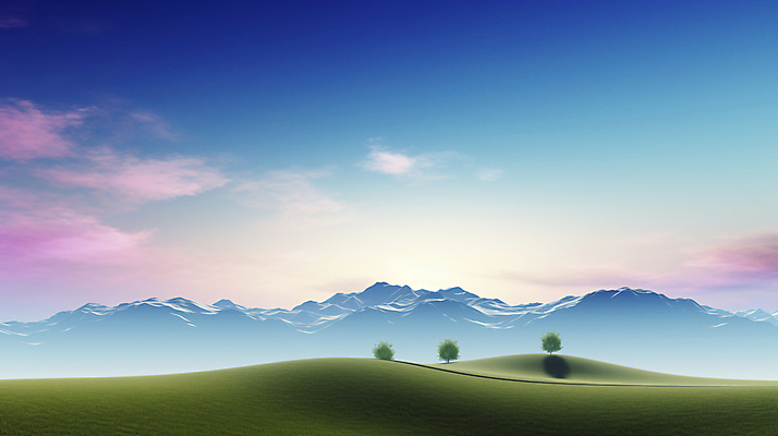 JPG 나무 구름 편집이미지 분홍색 추상 산 풍경 초원 사람없음 초록색 파란색 유행 신비 이미지 색감 편집실사 AI컴퓨터그래픽 AI콘텐츠 자연요소 식물 컬러 컨셉 무늬 CG 파일형식