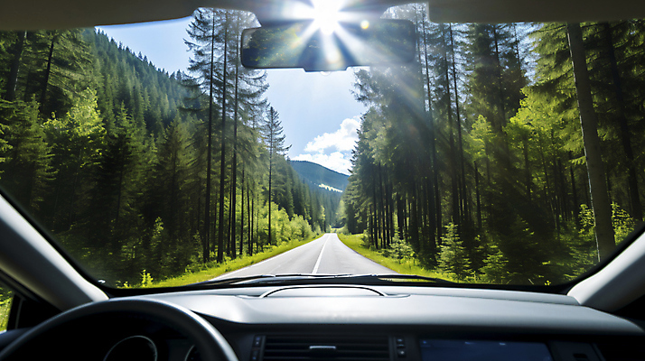 JPG 주간 나무 편집이미지 행복 도로 여유 여행 자동차 자연 휴식 산 풍경 사람없음 야외 빛 드라이브 차안 운전석 편집실사 AI포토 AI콘텐츠 자연요소 식물 감정 길 육상교통 컨셉 교통시설 운전 CG 생태계 파일형식