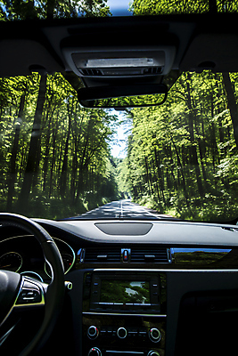 JPG 주간 나무 편집이미지 행복 도로 여유 여행 자동차 자연 휴식 풍경 사람없음 야외 드라이브 차안 운전석 편집실사 AI포토 AI콘텐츠 자연요소 식물 감정 길 육상교통 컨셉 교통시설 운전 CG 생태계 파일형식