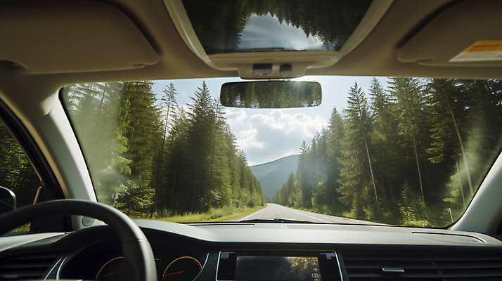 JPG 주간 나무 편집이미지 행복 도로 여유 여행 자동차 자연 휴식 풍경 사람없음 야외 드라이브 차안 운전석 편집실사 AI포토 AI콘텐츠 자연요소 식물 감정 길 육상교통 컨셉 교통시설 운전 CG 생태계 파일형식