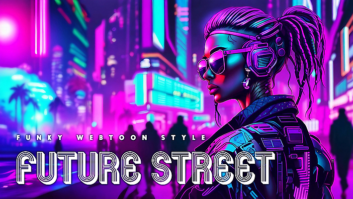 PSD 편집이미지 배너 여자 패션 미래 거리 한명 상반신 성인 타이포그라피 건물 컬러풀 선글라스 보라색 어둠 만화 네온 펑키 카툰스타일 첨단 성인여자한명만 인체공학 이미지편집 문자 1 건축물 안경 컬러 과학 컨셉 사람 여자한명만 성인여자만 파일형식