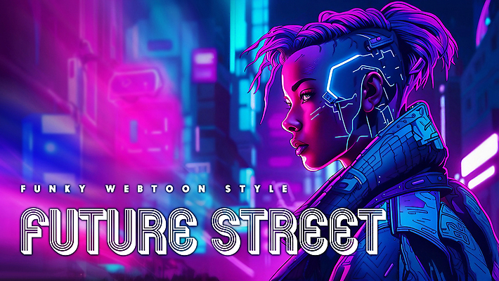 PSD 편집이미지 배너 여자 패션 미래 거리 한명 상반신 성인 타이포그라피 건물 파란색 컬러풀 보라색 어둠 만화 네온 펑키 카툰스타일 첨단 성인여자한명만 인체공학 이미지편집 문자 1 건축물 컬러 과학 컨셉 사람 여자한명만 성인여자만 파일형식