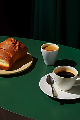 JPG 편집이미지 라이프스타일 접시 커피 음식 빵 사람없음 초록색 카페 커피잔 티스푼 디지털합성 브런치 편집실사 AI포토 AI콘텐츠 식기 음료 컬러 잔 생활 상점 숟가락 식사 CG 파일형식