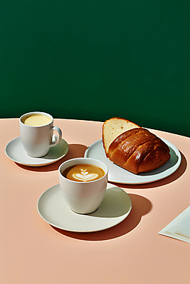 JPG 편집이미지 라이프스타일 접시 커피 음식 빵 탁자 사람없음 초록색 카페 커피잔 디지털합성 브런치 라떼아트 연분홍색 편집실사 AI포토 AI콘텐츠 식기 음료 분홍색 컬러 가구 잔 생활 상점 식사 CG 그림 라떼 파일형식