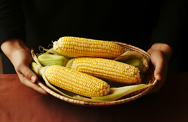 JPG 편집이미지 손 탁자 옥수수 들기 신체부위 노란색 바구니 가득함 옥수수껍질 편집실사 AI인물포토 AI콘텐츠 컬러 가구 모션 곡류 사람 껍질 CG 파일형식 AI포토