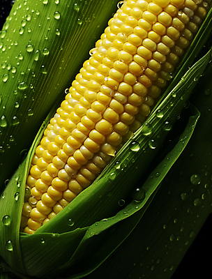 JPG 편집이미지 옥수수 근접촬영 사람없음 초록색 노란색 젖음 물방울 수분 옥수수껍질 편집실사 AI포토 AI콘텐츠 뷰포인트 컬러 곡류 껍질 CG 파일형식