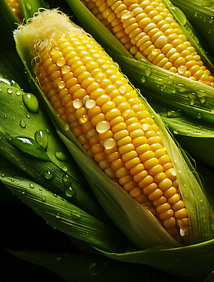 JPG 편집이미지 옥수수 근접촬영 사람없음 초록색 노란색 젖음 물방울 수분 옥수수껍질 편집실사 AI포토 AI콘텐츠 뷰포인트 컬러 곡류 껍질 CG 파일형식