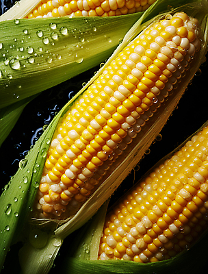 JPG 편집이미지 옥수수 근접촬영 사람없음 초록색 노란색 젖음 물방울 수분 옥수수껍질 편집실사 AI포토 AI콘텐츠 뷰포인트 컬러 곡류 껍질 CG 파일형식