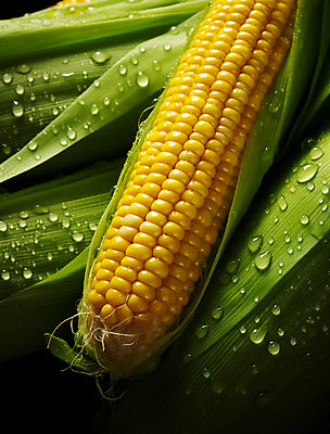 JPG 편집이미지 옥수수 근접촬영 사람없음 초록색 노란색 젖음 물방울 수분 옥수수껍질 편집실사 AI포토 AI콘텐츠 뷰포인트 컬러 곡류 껍질 CG 파일형식