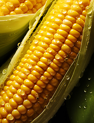 JPG 편집이미지 옥수수 근접촬영 사람없음 노란색 젖음 물방울 수분 옥수수껍질 편집실사 AI포토 AI콘텐츠 뷰포인트 컬러 곡류 껍질 CG 파일형식