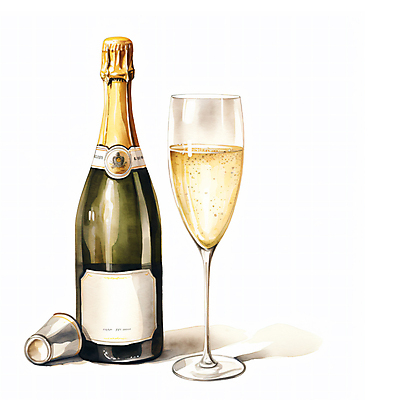 JPG 일러스트 잔 수채화 주류 사람없음 노란색 칵테일 샴페인 와인병 샴페인잔 샴페인병 국내일러스트 AI일러스트 AI콘텐츠 식기 음료 컬러 술잔 술병 병_용기 와인 파일형식