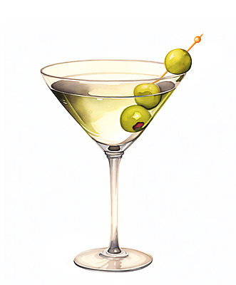 JPG 일러스트 수채화 주류 사람없음 초록색 칵테일 꼬치 올리브 칵테일잔 마티니 국내일러스트 AI일러스트 AI콘텐츠 열매 음료 컬러 술잔 파일형식