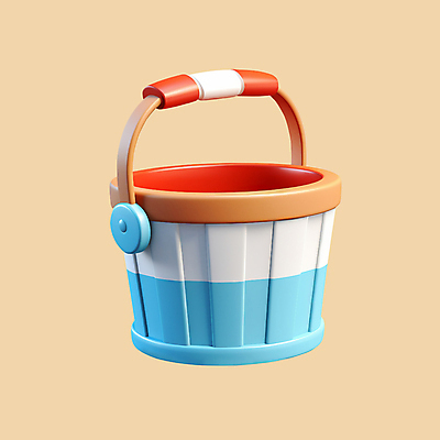 PSD 아이콘 사람없음 여름 여름휴가 3D아이콘 3D 양동이 디지털합성 오브젝트 계절 휴가 파일형식 여름_계절