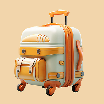PSD 아이콘 가방 사람없음 여름 여름휴가 3D아이콘 3D 캐리어 여행가방 주황색 디지털합성 오브젝트 잡화 계절 컬러 휴가 파일형식 여름_계절