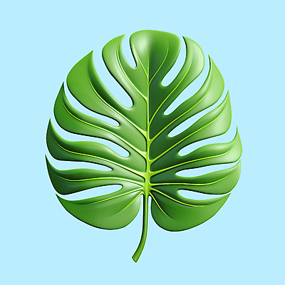 PSD 아이콘 잎 나뭇잎 사람없음 초록색 여름 여름휴가 3D아이콘 3D 디지털합성 오브젝트 몬스테라 식물 계절 컬러 휴가 파일형식 여름_계절