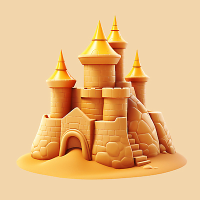 PSD 아이콘 모래 사람없음 여름 여름휴가 3D아이콘 3D 주황색 성 디지털합성 오브젝트 모래성 건축물 계절 컬러 휴가 파일형식 여름_계절