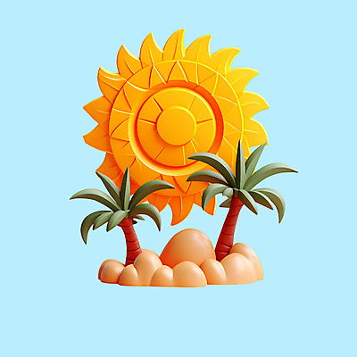 PSD 아이콘 모래 사람없음 여름 여름휴가 3D아이콘 야자수 태양 3D 디지털합성 오브젝트 자연요소 나무 계절 휴가 파일형식 여름_계절