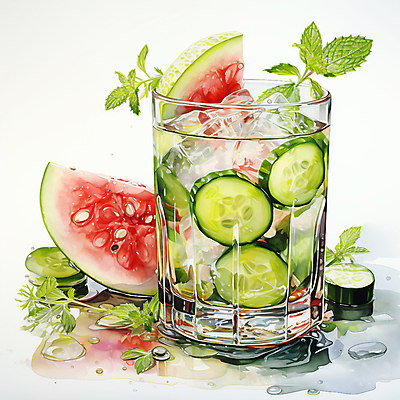 JPG 편집이미지 오이 수박 사람없음 주스 디지털합성 냉음료 수박주스 편집소스 편집실사 음료 채소 과일 과일주스 CG 파일형식