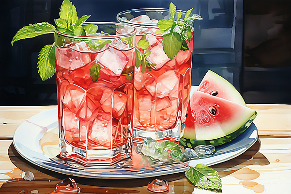 JPG 편집이미지 탁자 수박 쟁반 사람없음 주스 디지털합성 냉음료 수박주스 편집소스 편집실사 음료 가구 과일 과일주스 CG 파일형식