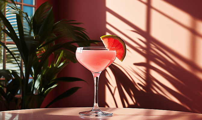 JPG 편집이미지 음료 분홍색 잎 그림자 사람없음 여름 칵테일 풀 디지털합성 편집소스 편집실사 AI포토 AI콘텐츠 식물 계절 컬러 주류 CG 파일형식