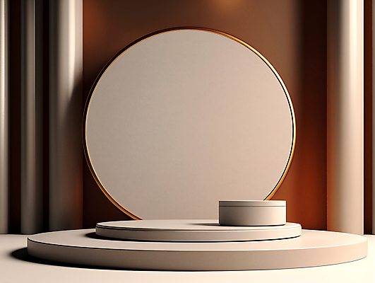 JPG 편집이미지 사람없음 갈색 3D 공간 원형 심플 단상 포디움 편집소스 미니멀 편집3D AI컴퓨터그래픽 AI콘텐츠 도형 컬러 무대 디지털합성 파일형식