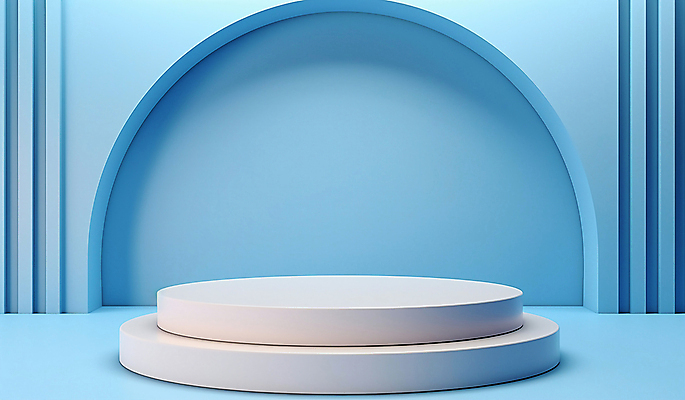 JPG 편집이미지 하늘색 사람없음 3D 공간 아치 심플 단상 포디움 편집소스 미니멀 편집3D AI컴퓨터그래픽 AI콘텐츠 파란색 무대 디지털합성 파일형식