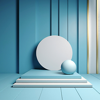 JPG 편집이미지 하늘색 사람없음 3D 사각형 공간 원형 심플 단상 포디움 편집소스 미니멀 편집3D AI컴퓨터그래픽 AI콘텐츠 도형 파란색 무대 디지털합성 파일형식