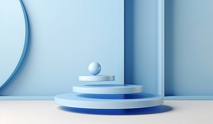 JPG 편집이미지 하늘색 사람없음 3D 공간 원형 심플 단상 포디움 편집소스 미니멀 편집3D AI컴퓨터그래픽 AI콘텐츠 도형 파란색 무대 디지털합성 파일형식